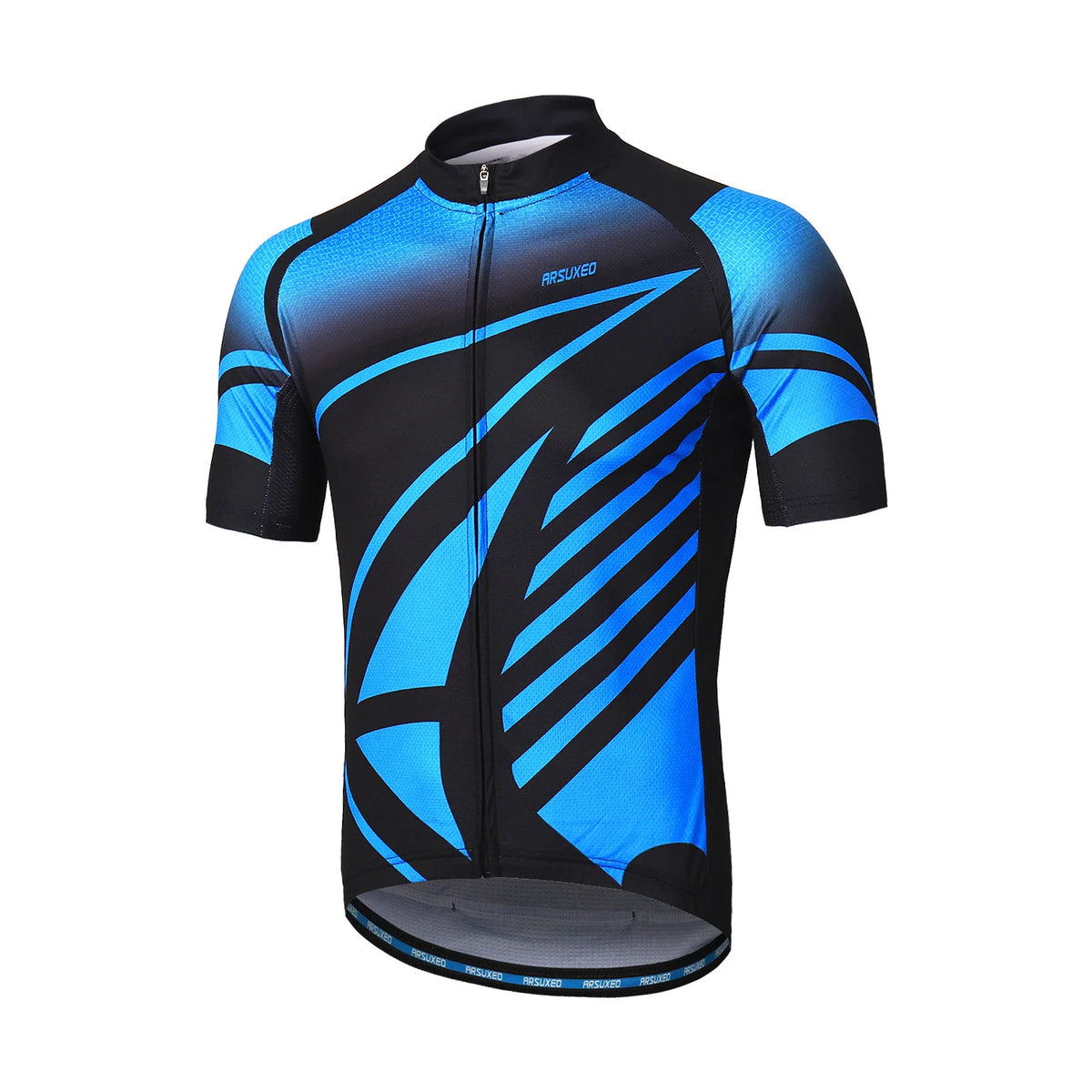 ARSUXEO Men's Cycling Jersey Bicycle Summer Short Sleeves Mountain Bike T-Shirt With Zipper Pockets Reflective Riding Clothing
