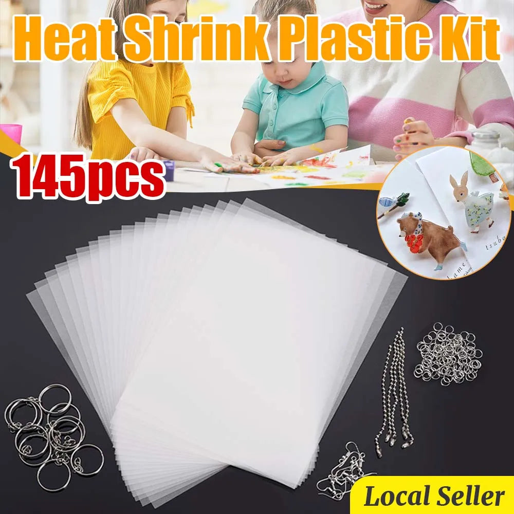 Heat Shrink Plastic Sheets Set Shrinky Art Film Paper Sheet Kit DIY Keychain Ornaments Creative Craft Embellishment Scrapbooking