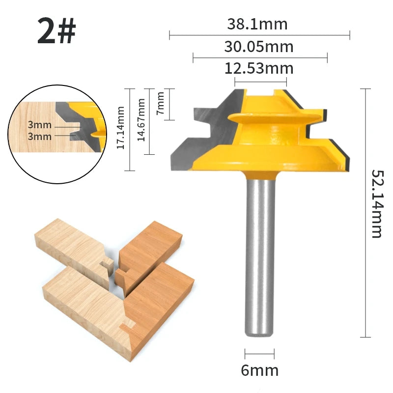 YUSUN 1PC 45° Degree  Lock Miter Router Bit  Woodworking Milling  Cutter For Wood Tools