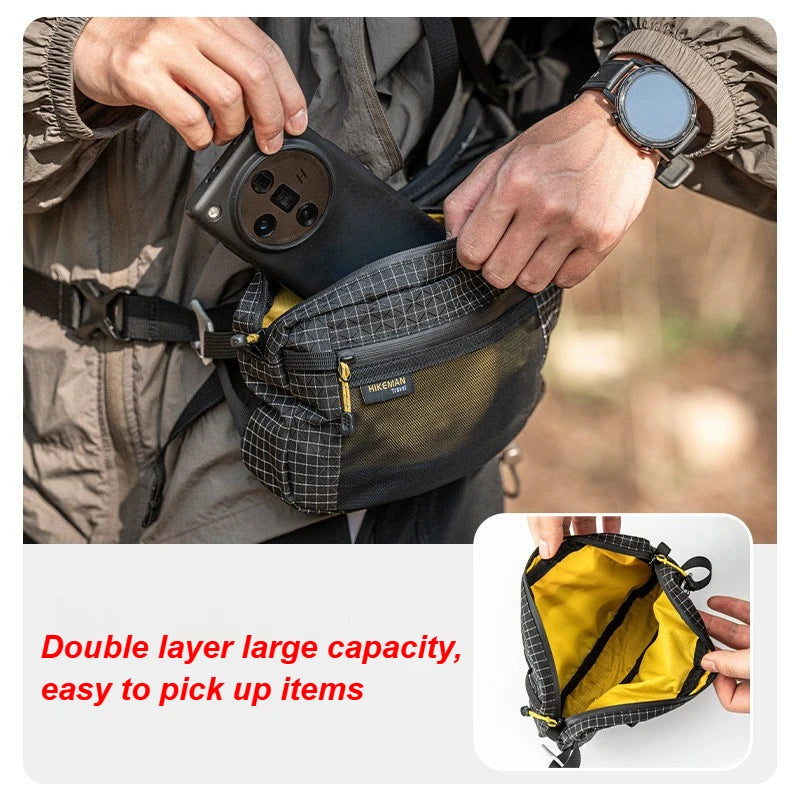 Dyneema Fiber Waist Bag 1.1L Waterproof UrltraLight Multi Pocket for Cycling Running Hiking Camping Outdoor Sports Accessories