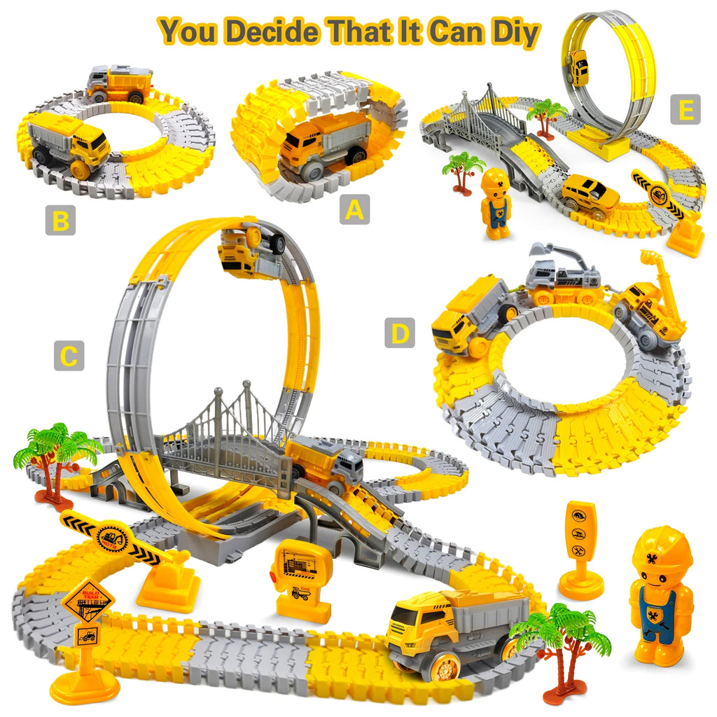 Track Car Train Toys Children Electric Track Toy Car Engineering Car Kids Educational Toys  for Children Birthday Gift