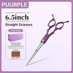 Fenice 6.5 Inch Colorful Straight Curved Thinning Chunker Shears Beginner Friendly Scissors Kit for Practice &Home Groomer Us