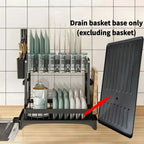 Heavy-Duty Plastic Sink Base with Drain Board - Clog-Resistant Drain System & Dish Drying Rack, Under-Sink Storage Organizer
