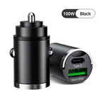 100W Car Charger USB Fast Charging For IPhone QC3.0 Mini PD USB Type C Charger Car Phone Charger For Samsung XiaoMi