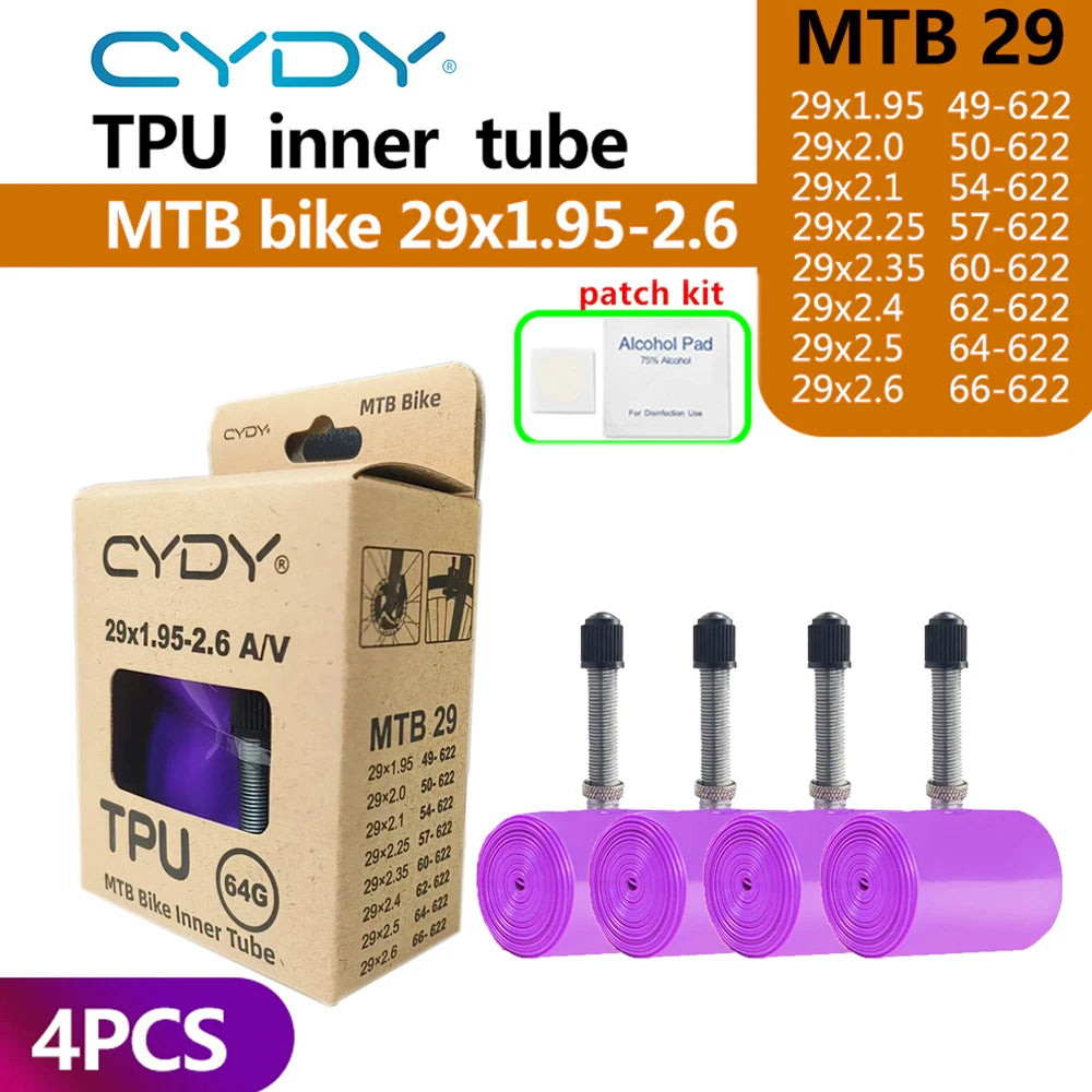 CYDY TPU MTB Bike Inner Tube Camera 29 26 27.5 29x1.95-2.6 Inch Mountain Bicycle Tire Schrader Valve AV pneu 29er Cycling Tube