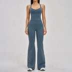 Women's 2pc Yoga Set High Waist Leggings + Top Workout Gym Tracksuit, Black/Blue S-XL