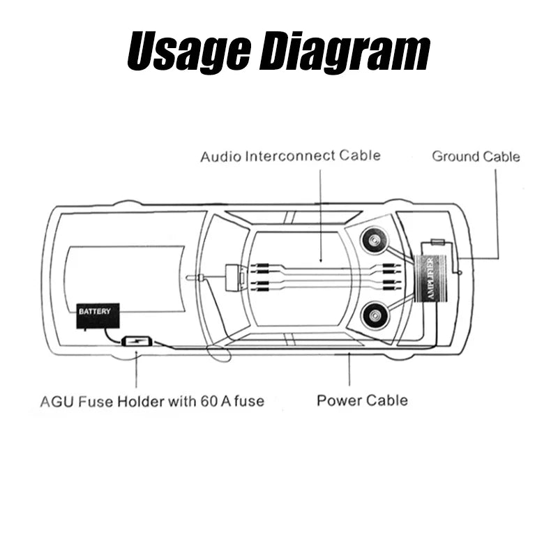 4/6/8/10 GA Car Amplifier Wiring Kit Car Amplifier Cable Set 60Amp Fuse Holder Set Subwoofer Modification Connection Cable Kit