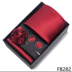 New Designer Blue Red Green Paisley Ties For Men Wedding Party Neck Tie Luxury Tie Pocket Square Cufllink Brooch Set