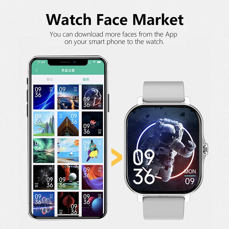 1.83in Bluetooth Calling Smartwatch Fitness Tracker, Waterproof, iOS Android, Black/Gold/Pink/Silver