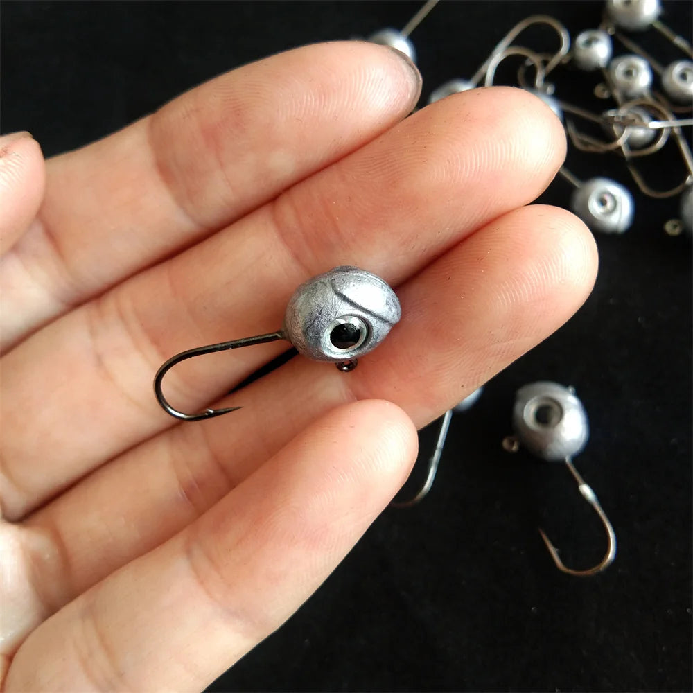 Swolfy 50pcs 1g 1.8g 3.6g 3d eyes AJING Soft Lure Rockfish Fishing Hooks Jig Head Hook For Ultralight AJING Worm