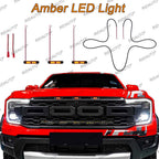 For Aftermarket Raptor Grille 3Pcs Amber White LED Light Pickup Grille Light DIY LED Light Fit For FORD RANGER RAPTOR 2023-2025+