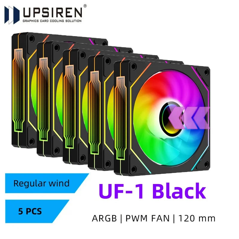 UPSIREN UF-1 PRISM 4 PRO Computer Chassis Fan 12cm ARGB 4 Pin PWM Quiet Cooling Fan 12V Large Air Volume 45.2CFM/600-1500RPM