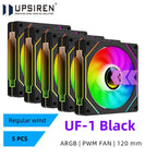 UPSIREN UF-1 PRISM 4 PRO Computer Chassis Fan 12cm ARGB 4 Pin PWM Quiet Cooling Fan 12V Large Air Volume 45.2CFM/600-1500RPM