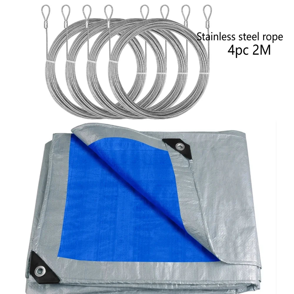Large Tarpaulin Waterproof Heavy Duty 5x4m/3x2m Tarp Rain Cover Reinforced Multipurpose Outdoor Garden Backyard Awning Canopy