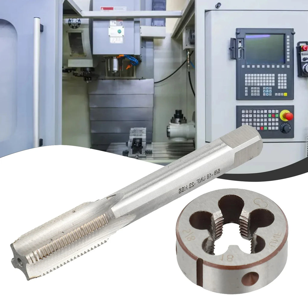 5/8-18 UNF Tap and Die Set for Thread Tapping, High Speed Steel Right Hand Tool for Metalworking and CNC Manufacturing