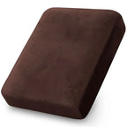 Velvet Sofa Cushion Cover Stretch Plush Seat Slipcover, Beige/Beige Gray, S-XL, 1pc