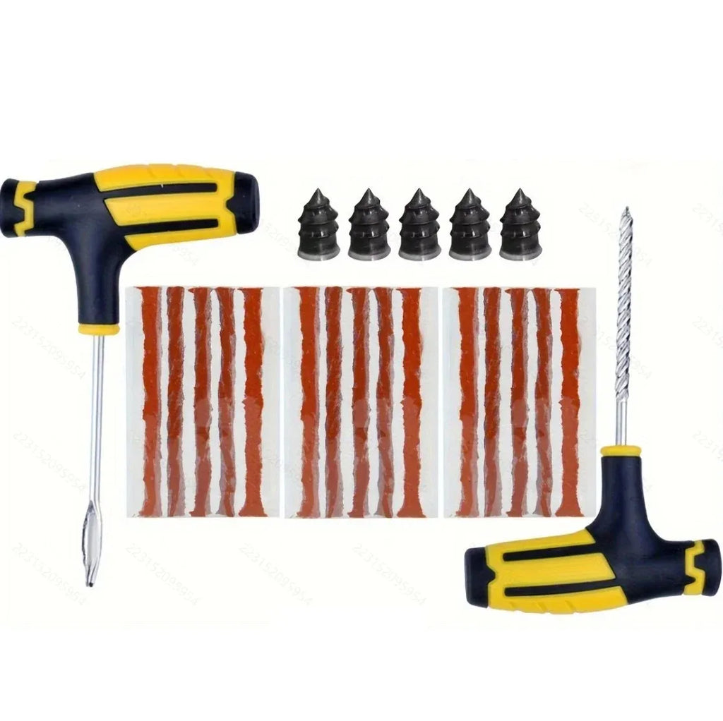 Motorcycle Tire Puncture Repair Kit with Plug Strips & Tools, 22-36pcs Set