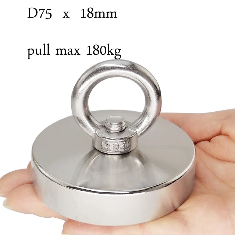 Super Strong Fishing Magnets, Heavy Duty Salvage Searcher, Powerful Search Magnet with Eyebolt For Salvage Magnetic Fishing