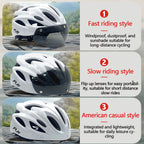 PJT Ultra-Light Magnetic Goggles Bicycle Helmet Lightweight PC Shell & EPS Foam Construction Cycling Helmet MTB Bike Helmet