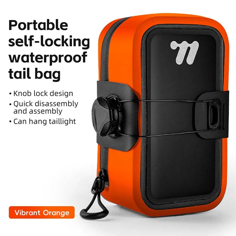 WEST BIKING Bicycle Saddle Bag 600D TPU Seamless Waterproof Wear-Resistant Rotating Lacing Buckle Mini Saddlebag Bike Accessory