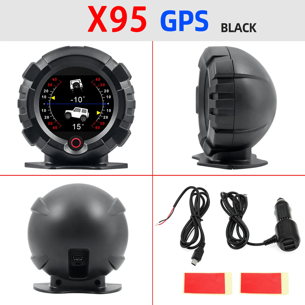 X95 GPS head-up display inclinometer slope angle meter with speed & satellite time