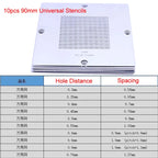 90*90MM BGA Reballing Kit Station 10pcs/lot 90mm Universal 0.3-0.76mm Stencils Template Holder Fixture Jig with Handle