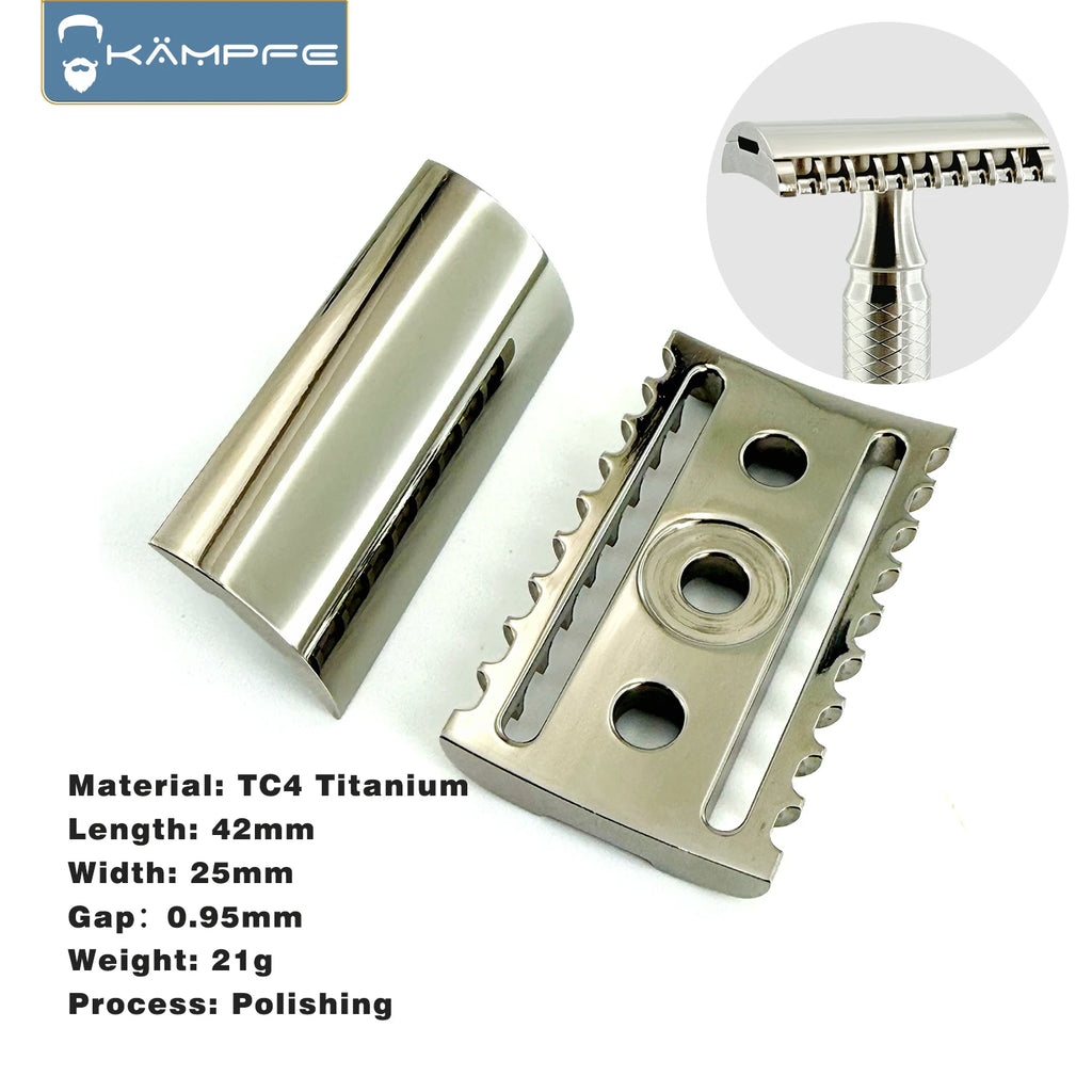 KAMPFE Titanium Alloy Safety Shaver Head CNC Milling Men's Razor Gift