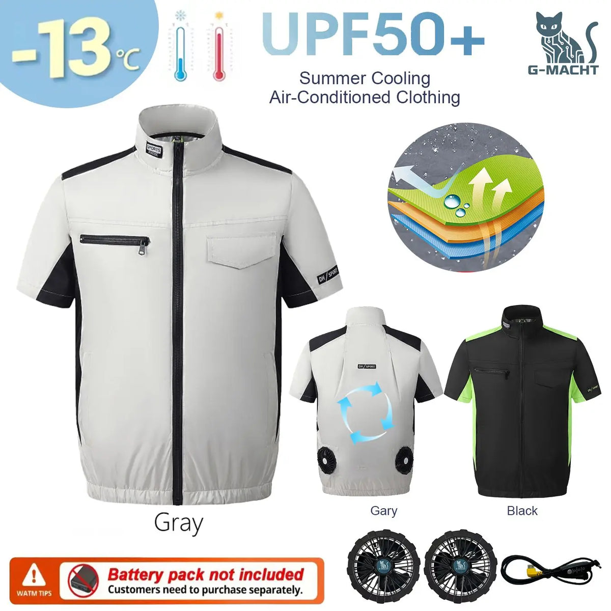 G-MACHT Summer Cool Vest Wearable Cooling Fan Vest Air-conditioned Clothes Usb Cooling For Outdoor Work Fishing Short Sleeve