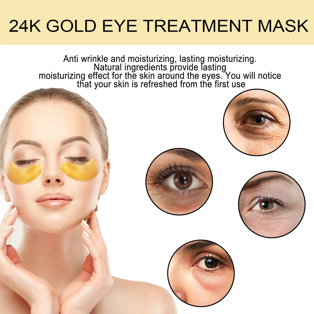 EELHOE 24K Gold Eye Mask Anti Dark  Hydrating Under Eye Gel Pads  Revitalizing Firming Eye Care Treatment for Fine Lines