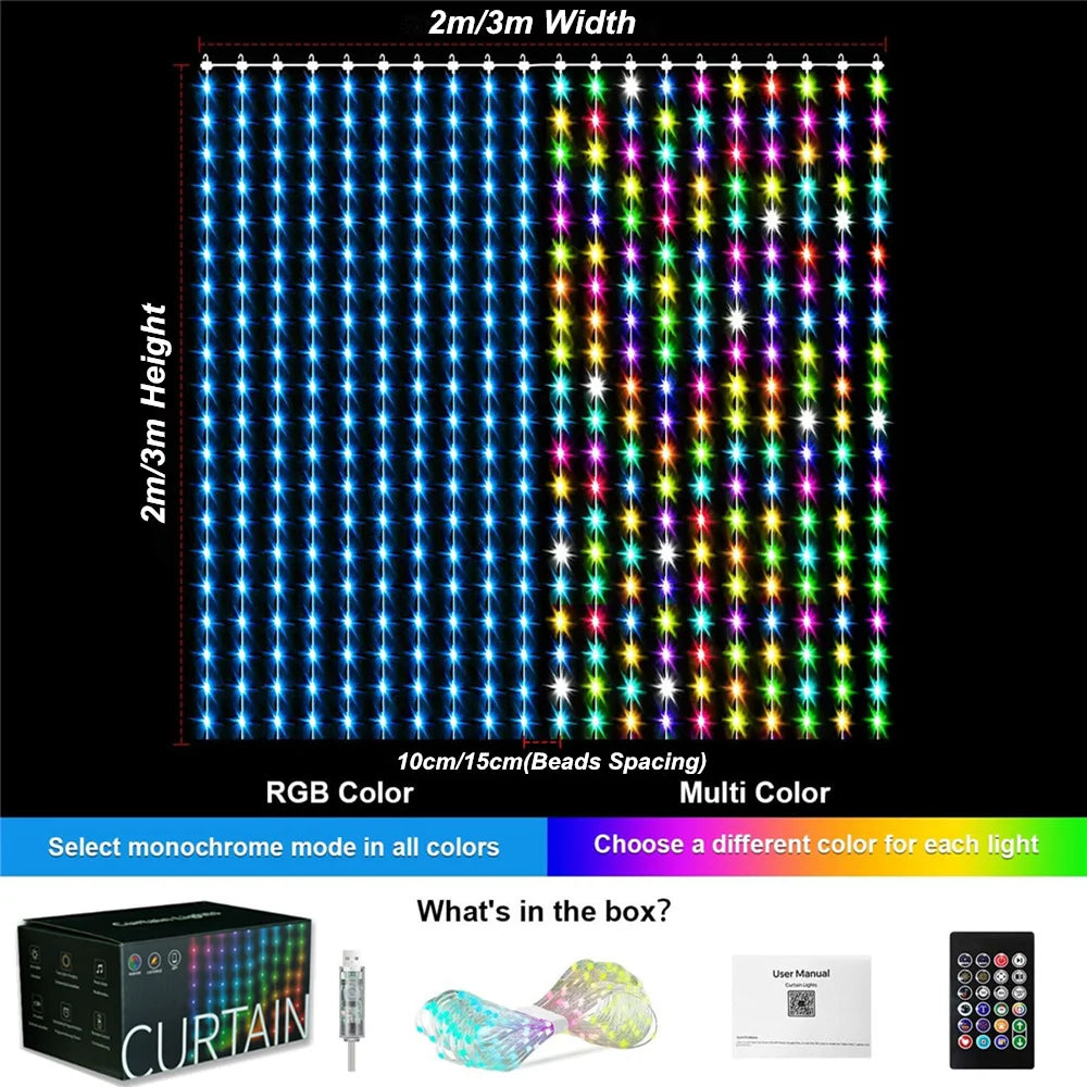 Smart Curtain Light / 2PCS 3x3