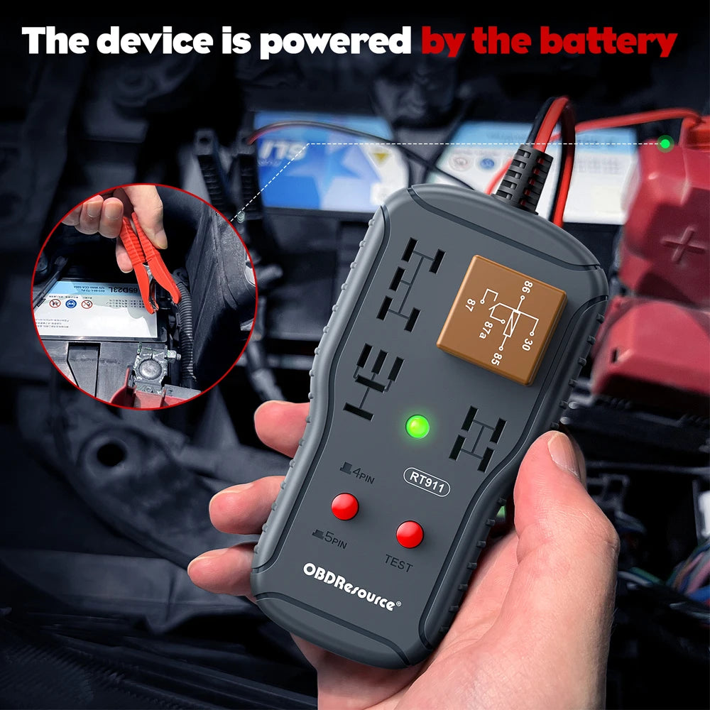 OBDResource 12V/24V Car Relay Tester 4Pin 5Pin Relay Detection Diagnostic Tool Professional Voltage Tester Battery Checker
