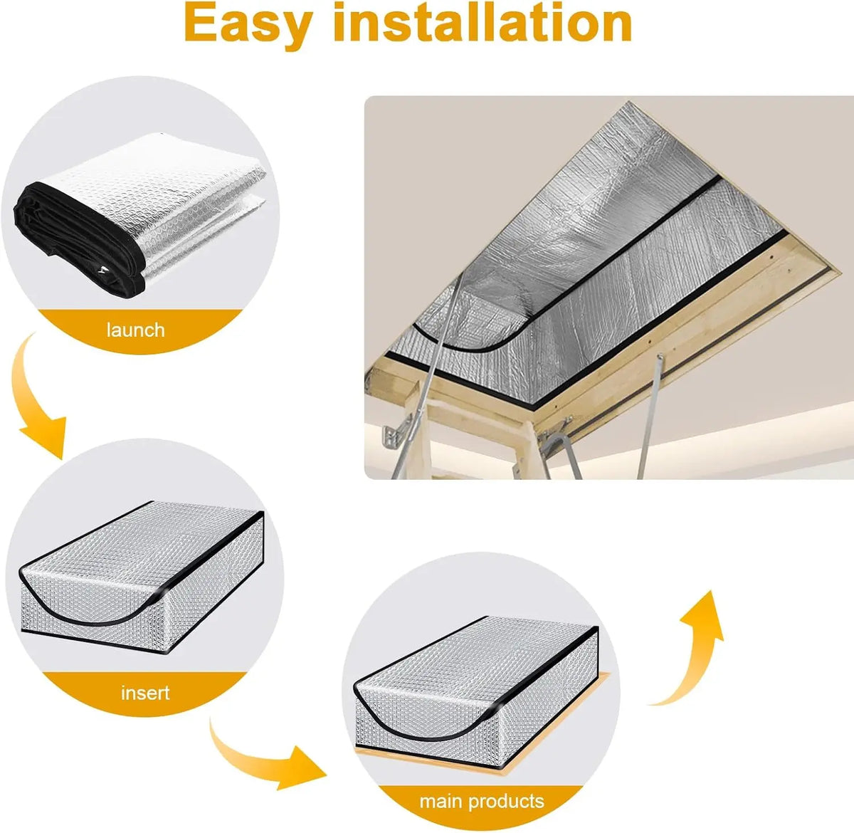 Attic Stairway Insulation Cover Energy Saving Attic Stairs Door Ladder Double Bubble Insulator Pull Down Stairs Tent with Zipper