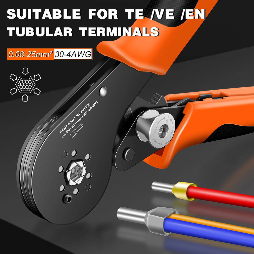 SJC8 25-6 Hexagonal Ratchet Crimper for End Sleeves and Ferrules 0.08-25mm²  Wire Ferrule Crimping Tool Hand Crmper Plier