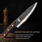 Premium 7.5 Inch Chef Knife Ultra Sharp – Hammered High Carbon Stainless Steel Non-Slip Wenge Wood Handle for Home Kitchen