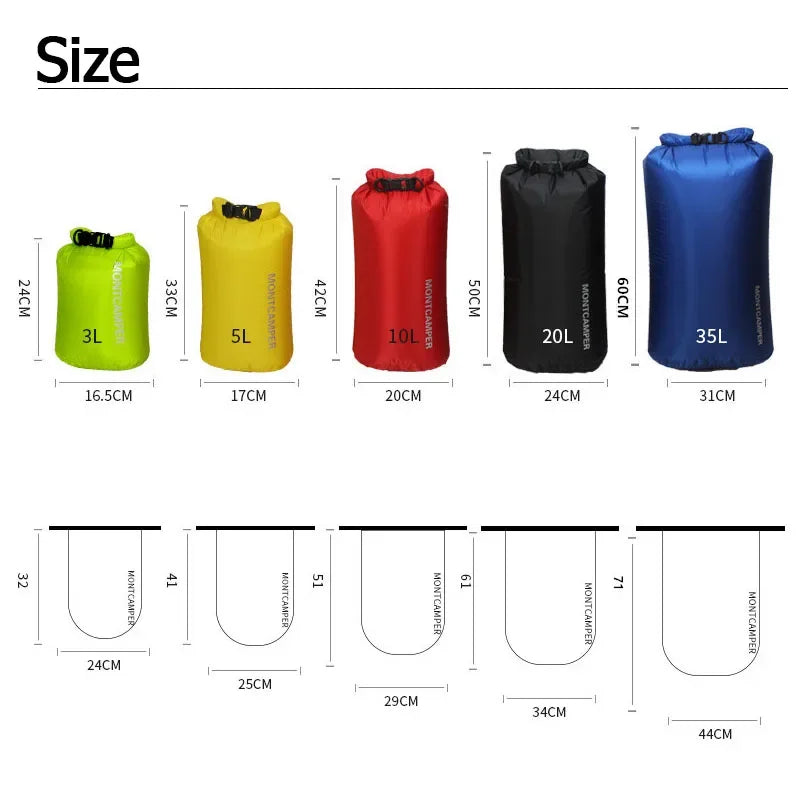 Waterproof Dry Sack Bag Ultralight 3L-35L for Kayaking Rafting Swimming, Multiple Colors