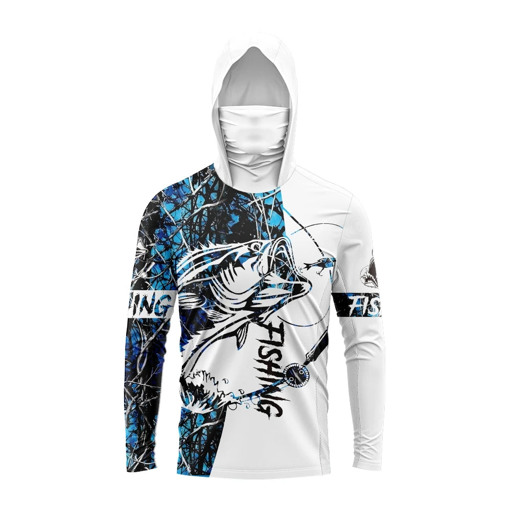 MALFC Men's Hooded Long Sleeve Fishing Shirt UV Protection Sun Hoodie S-XXXL
