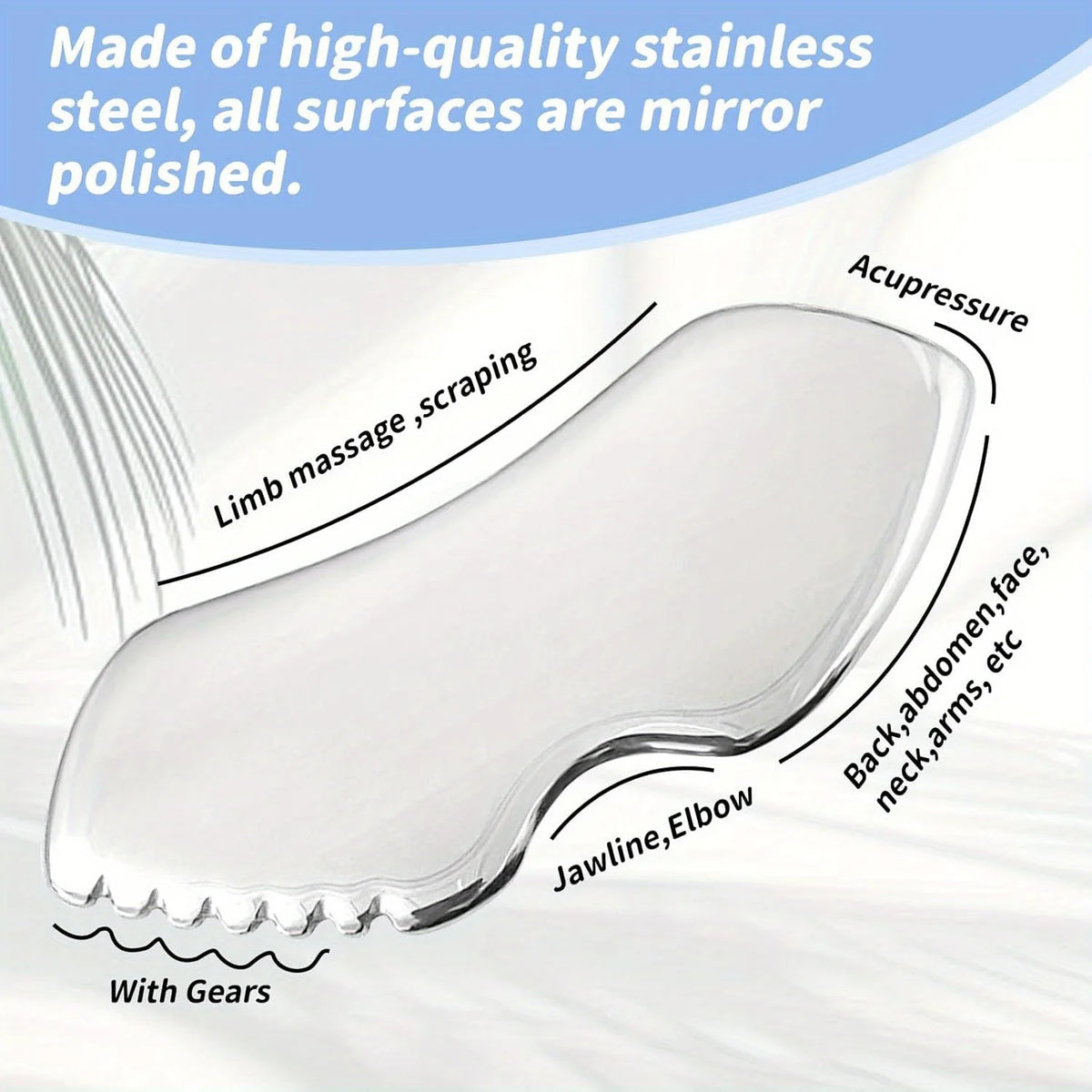 Gua Sha Stainless Steel, Metal Face Gua Sha for Jawline Sculpting, Guasha Tool Face Body Gua Sha (Silvery), Guasha Board