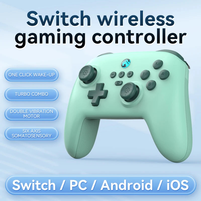 Wireless Gaming Controller for Switch/PC/Android/iOS Bluetooth 6-Axis Gamepad with Motor Vibration TURBO Wake-up Best Choice