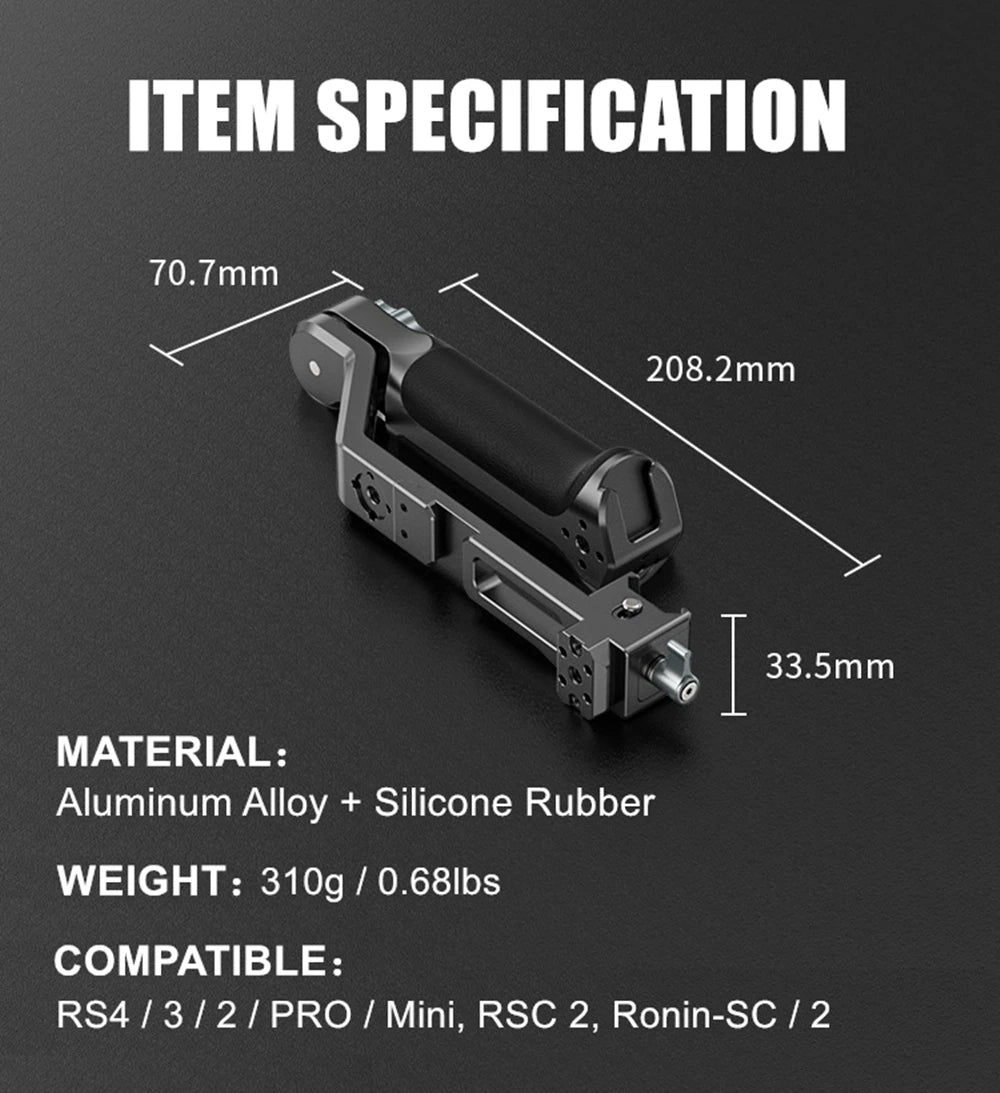 Sling Handgrip Gimbal Sling Handle for DJI RS5/4/3/2/Pro/Mini Stabilizer, 13.2lb Max Load, Ergonomic Grip for Low Angle Shooting