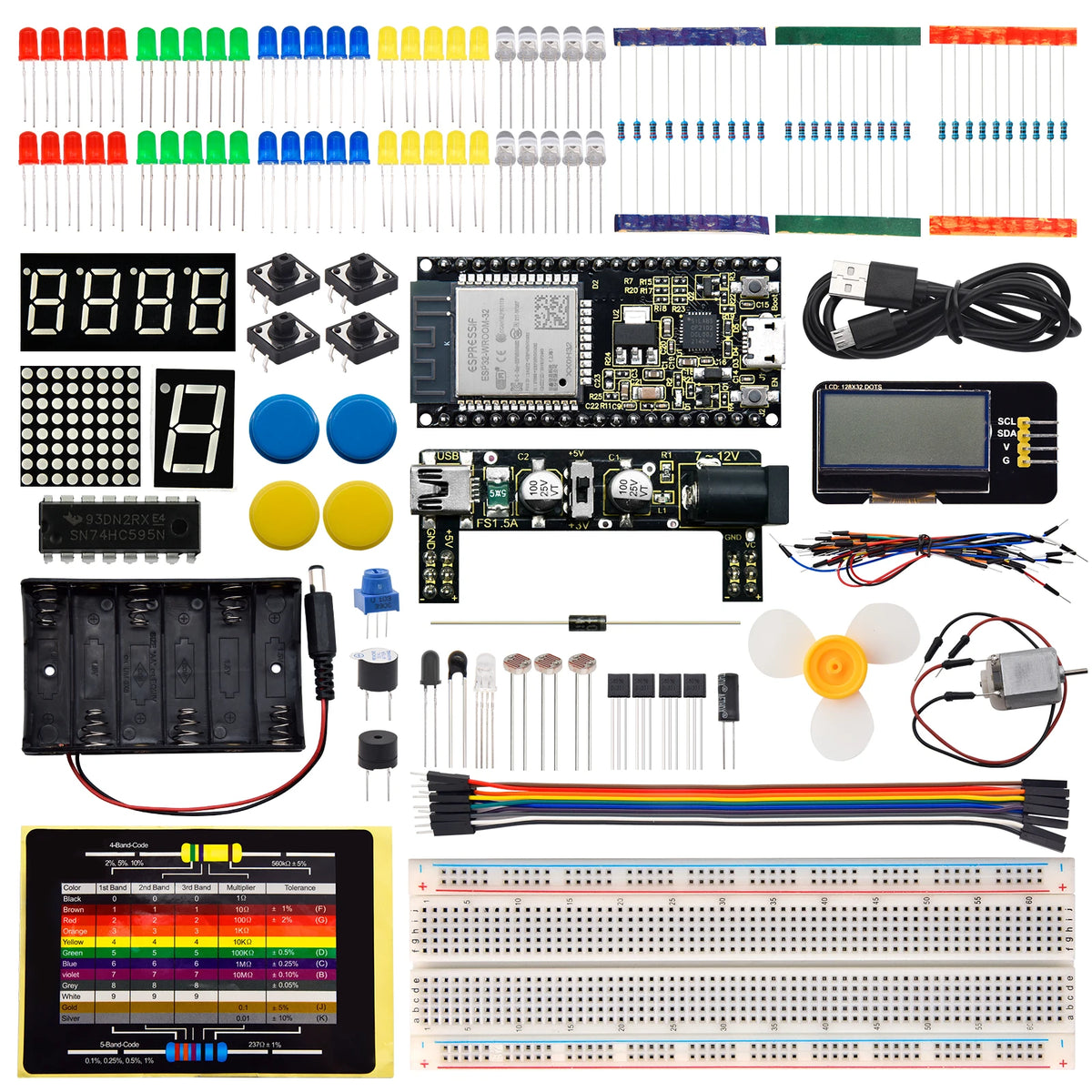 KEYESTUDIO ESP32 Basic Learning Kit Electronic Components Sensors Modules For Arduino Essential Starter Kit Python Programming