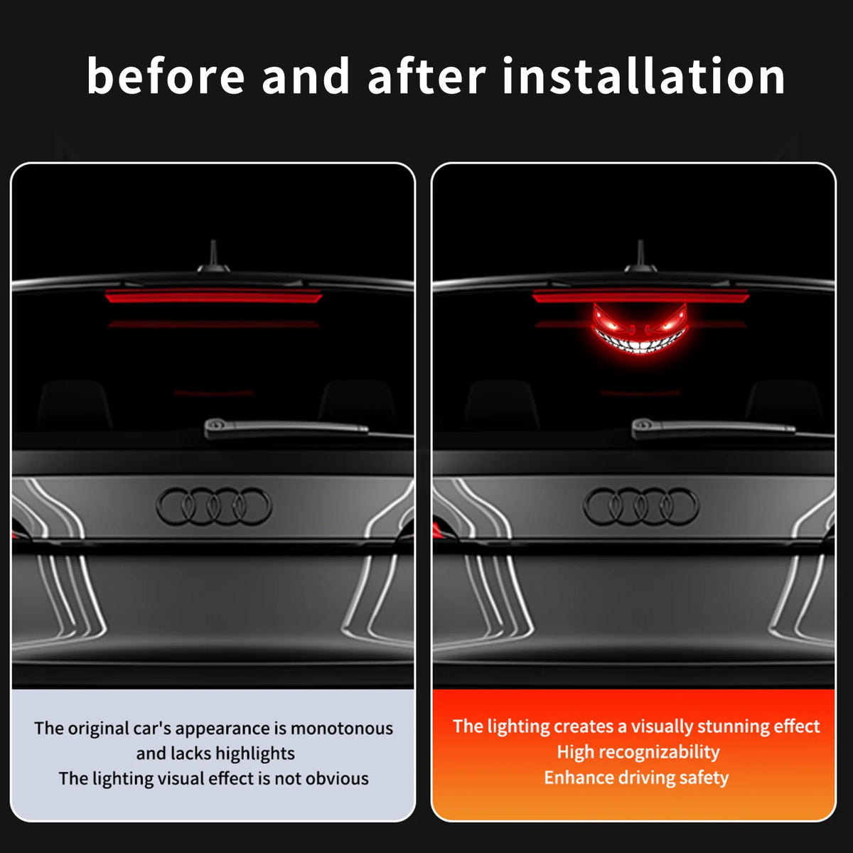 Solar Powered LED Warning Light Devil Eye Style Multi-Mode Wireless Decorative Lamp