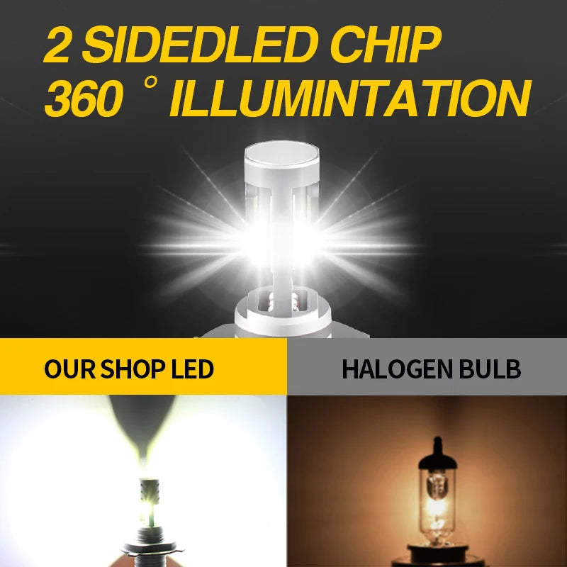 H4/9003 LED headlight bulbs 2pcs white 6000K fanless high/low beam for Toyota Yaris 2006-2014
