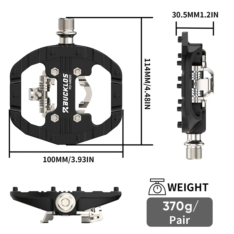 BUCKLOS Mountain Bicycle Pedals Sealed Bearing Dual Clipless Flat & Lock Pedal for Shimano SPD Nylon Bike Pedals Cycling Parts