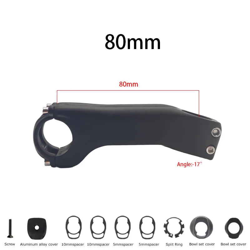 bike Carbon stem -17°-10° Degree mountain road bike full carbon inner stem 60MM-120MM fork 28.6mm bicycle handlebar 31.8mm