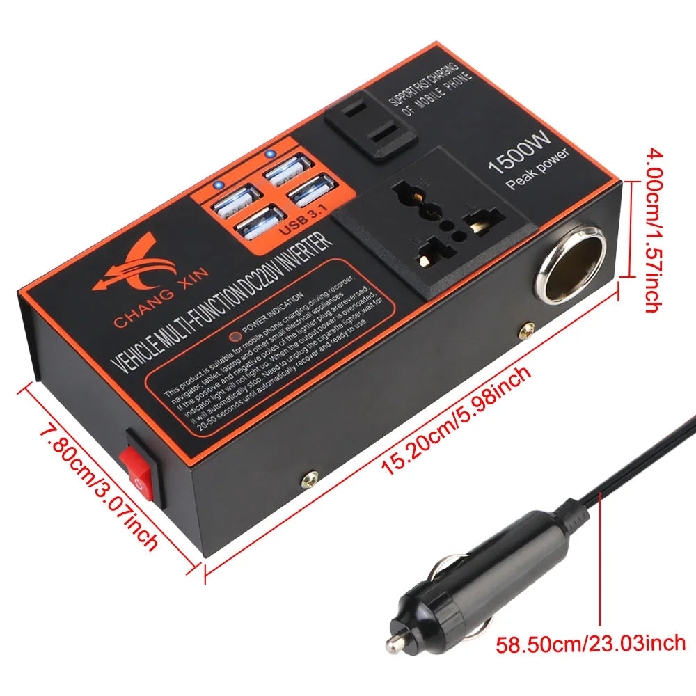 Car Power Inverter Adapter Converter Cigar Lighter Plug 8 Ports USB Chargers DC 12V/24V to AC 110V/220V Cigarette Lighter Socket