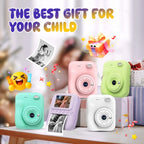 Kids Instant Camera Color Printing 2.4''IPS Digital 1080P Video Photo Thermal Printer 57x25mm as a Gift for Girls,Boys,Children
