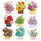 Rose Eternal Flower Basket Potted Plants Mini Particle Building Block,DIY Sunflower Flower Ornament Assembled Toy,For Kids Gifts