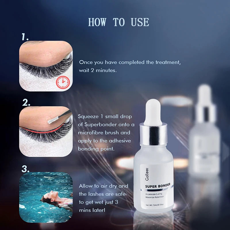 Gollee Eyelash Extension Super Bonder/Primer 15ml Fixing Agent Adhesive, White/Purple