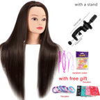 Mannequin Head 100% Synthetic Hair Hairdresser Training Head With Tripod Manikin Cosmetology Doll Head For Braiding Styling