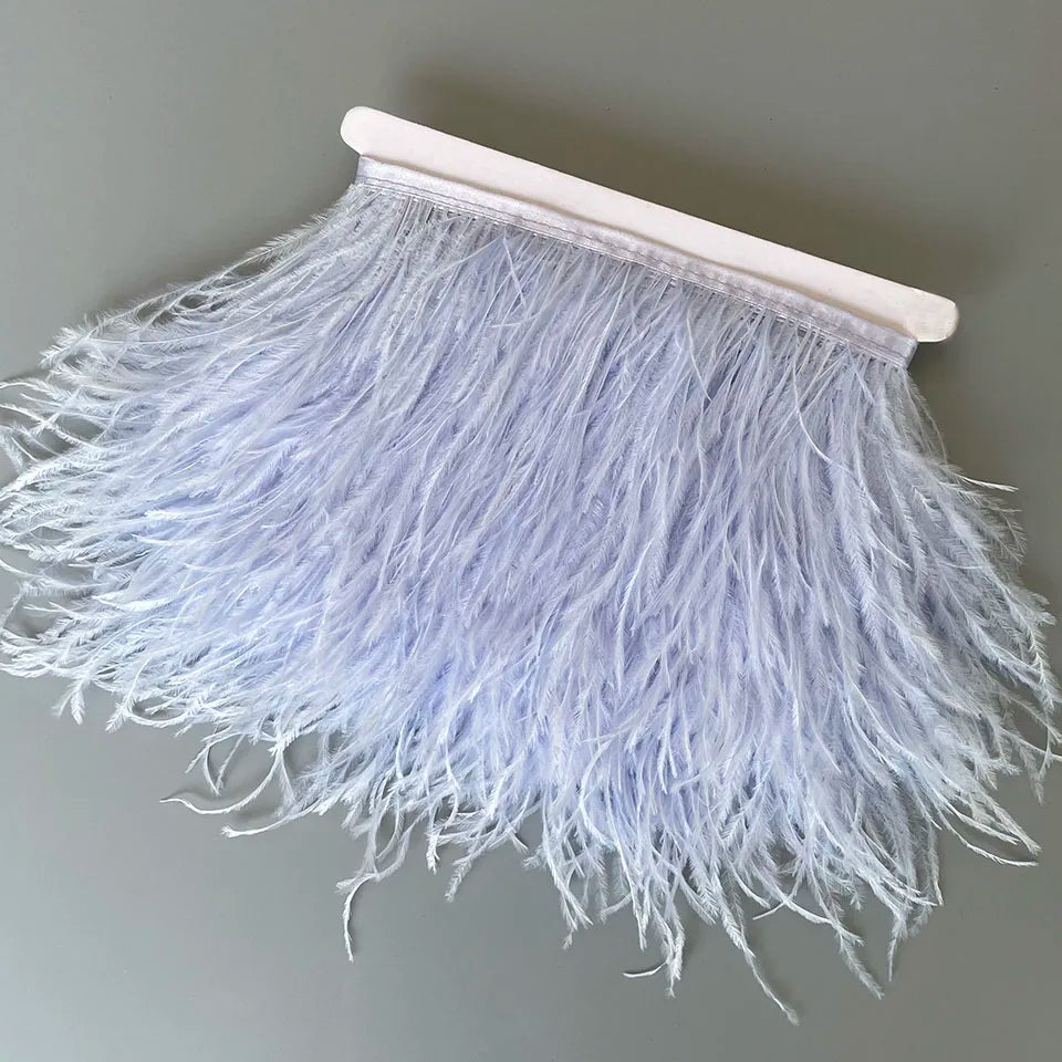 Ostrich Feathers Trim 13-18CM 5-7inch Feather Plumes Ribbon Selvage For DIY Wedding Dress Decoration Crafts Accessories